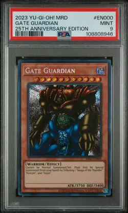 PSA 9 MINT Gate Guardian METAL RAIDERS #EN000 25TH ANNIVERSARY YuGiOh Card - Image 1