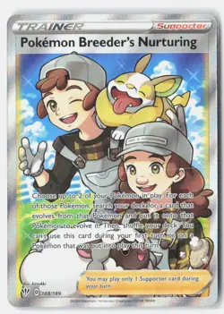Pokemon tcg SWSH03: Darkness Ablaze Pokemon Breeder's Nurturing (Full Art) LP - Image 1