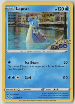 Lapras 023/078 Holo Rare Pokemon GO Pokemon LP - Image 1