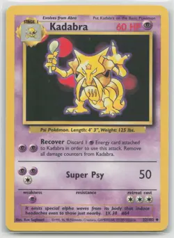 Kadabra 32/102 Uncommon Base Set Unlimited Pokemon Lightly Played - Image 1