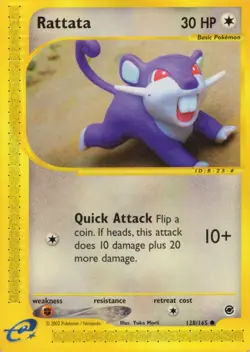 Rattata 128/165 Common Expedition Base Set Pokemon Moderately Played - Image 1