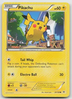 Pikachu 20/108 Common Roaring Skies Pokemon LP - Image 1