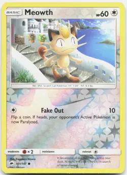Meowth 101/147 Common Burning Shadows Pokemon Reverse Holo LP - Image 1
