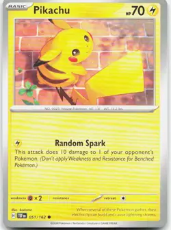 Pikachu 051/162 Common Temporal Forces Pokemon NM - Image 1