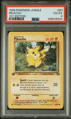 Pikachu 60/64 1st Edition Jungle Pokemon PSA 4 - Image 1