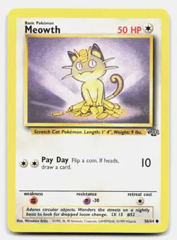 Meowth 56/64 Common Jungle Pokemon 1st Edition NM/LP - Image 1