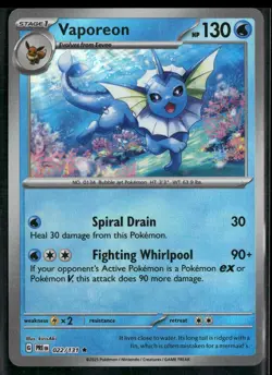 Vaporeon (Poke Ball Pattern) 022/131 Rare Prismatic Evolutions Pokemon Holo NM - Image 1
