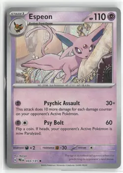 ESPEON (POKE BALL PATTERN) 033/131 HOLO RARE PRISMATIC EVOLUTIONS POKEMON NM/M - Image 1