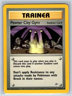 Pewter City Gym 115/132 Uncommon Gym Heroes Pokemon Unlimited Near Mint - Image 1