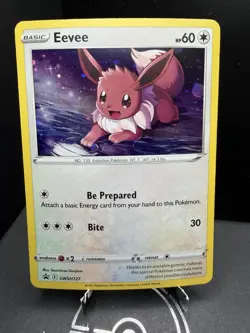 Pokemon TCG Sword & Shield Eevee SWSH127 Black Star Promo Cosmos Holo SWIRL NM! - Image 1