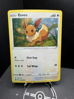 Pokemon TCG Sword & Shield Eevee SWSH095 Black Star Promo Cosmos Holo SWIRL NM! - Image 1