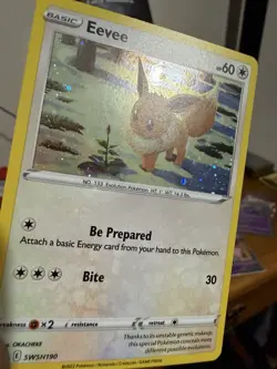 Pokemon TCG Sword & Shield Eevee SWSH190 Black Star Promo Cosmos Holo Bleed NM! - Image 2