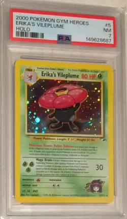 2000 WOTC Pokemon Gym Heroes PSA 7 Erika's Vileplume Holo Rare #5 - Image 1