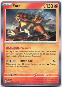 Entei 030/197 Rare Obsidian Flames Pokemon Holo Near Mint - Image 1