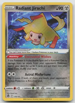 Radiant Jirachi 120/195 Radiant Rare Silver Tempest Pokemon Holo Near Mint - Image 1