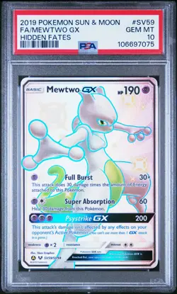 Mewtwo Gx Hidden Fates Pokemon Sun & Moon SV59 NM PSA 10 - Image 1
