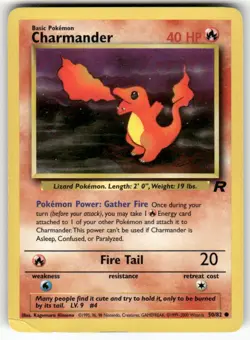 Charmander 50/82 Common Team Rocket Pokemon Unlimited Damaged - Image 1