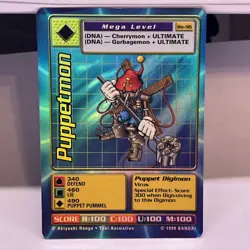 Holo Puppetmon Bo-96 Digimon Card Vintage Foil BANDAI 1999 - MP - Image 1