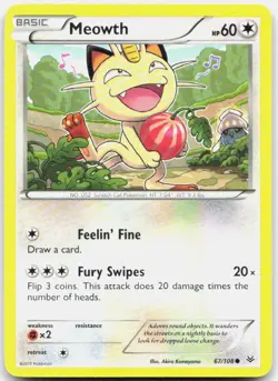 Meowth 67/108 Common Roaring Skies Pokemon Near Mint - Image 1