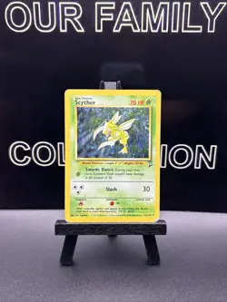 Pokemon TCG Card English Base Set 2 Scyther 17/130 Holo Rare SWIRL HP - Image 1