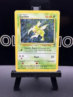 Pokemon TCG Card English Base Set 2 Scyther 17/130 Holo Rare SWIRL HP - Image 2