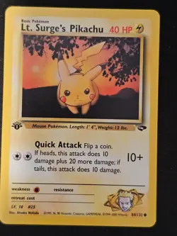 Pokemon TCG Lt. Surge's Pikachu 84 Gym Challenge 1st ed Near Mint (non-holo) - Image 1