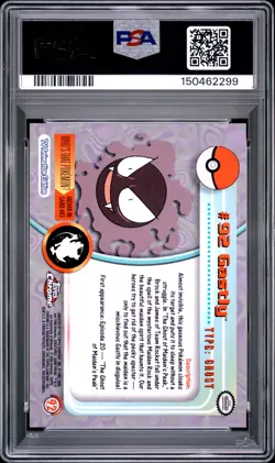 2000 Topps Chrome Pokemon T.V. #92 Gastly Pokemon T.V. PSA 10 - Image 2