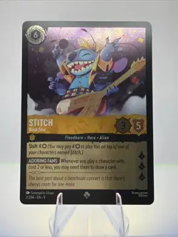 Disney Lorcana Stitch Rock Star Cold Foil Card 3/204 Fabled Super Rare - Image 1