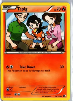 Tepig 25/113 Common Legendary Treasures Pokemon Lightly Played - Image 1