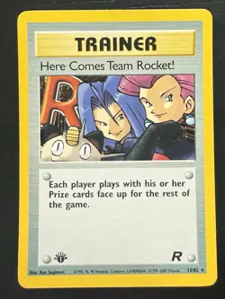 Pokemon Team Rocket 1st Edition Rare Holo Here Comes Team Rocket! 15/82 NM+ - Image 1
