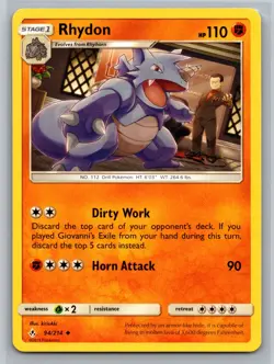 Rhydon 94/214 Dirty Work Stage 1 Fighting Pokemon TCG Unbroken Bonds Card - Image 1