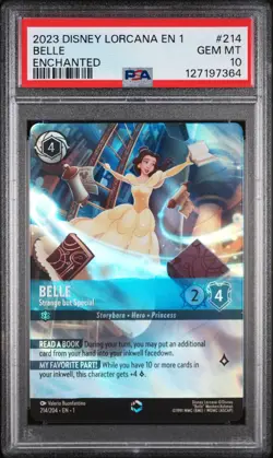 2023 Disney Lorcana EN 1-The First Chapter Belle #214 Enchanted Foil PSA 10 - Image 1