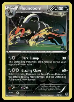 Houndoom 56/101 Rare Plasma Blast Pokemon Reverse Holo LP - Image 1