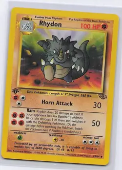 Rhydon 45/64 Uncommon Jungle Pokemon 1st Edition Moderately Played - Image 1
