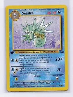 Seadra 42/62 Uncommon Fossil Pokemon 1st Edition Moderately Played - Image 1