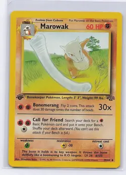 Marowak 39/64 Uncommon Jungle Pokemon 1st Edition Moderately Played - Image 1