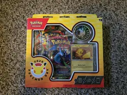 Pokemon Day 2026 Collection Box Pikachu Promo Coin & 3 Booster Packs NEW Sealed - Image 1