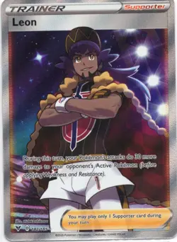 Leon 182/185 Ultra Rare Vivid Voltage Pokemon Holo Near Mint - Image 1
