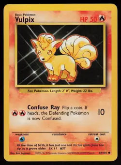 Vulpix 68/102 Common Base Set Unlimited Pokemon Near Mint - Image 1
