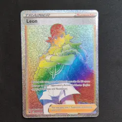 Pokemon TCG Leon Trainer Supporter Vivid Voltage 195/185 Secret Rare Holo - Image 1