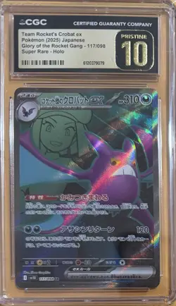 Pokemon Team Rocket's Crobat ex 117/098 CGC Pristine 10 Glory of TR SR Holo2025 - Image 1