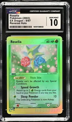 Pokemon TCG Roselia Dragon 9/97 Reverse Holo Rare CGC 10 Gem Mint - Image 1