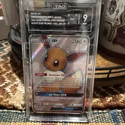 TAG 9 Eevee GX SM242 Sun & Moon Black Star Promo Full Art Holo English - Image 1