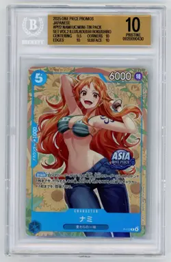 BGS 10 One Piece TCG EXCLUSIVE Asia Mini Tin Vol 2 Nami Promo Foil P-112 - Image 1