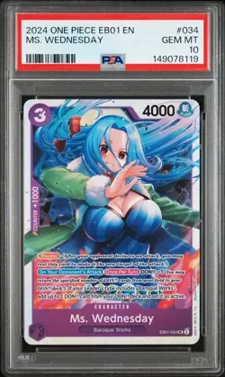 2024 ONE PIECE EB01 EXTRA BOOSTER MEMORIAL COLLECTION-#034 MS. WEDNESDAY PSA 10 - Image 1