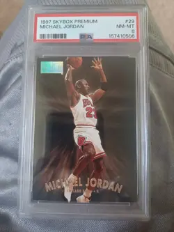 1997-98 Skybox Premium #29 Michael Jordan PSA 8 Graded Basketball Card NBA 1998 - Image 1