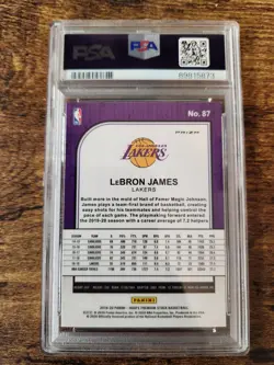 2019 Hoops Premium Stock LeBron James Blue Cracked Ice Prizm PSA 10 Gem Mint #87 - Image 3