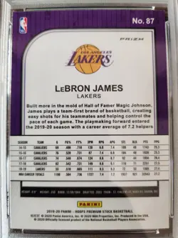 2019 Hoops Premium Stock LeBron James Blue Cracked Ice Prizm PSA 10 Gem Mint #87 - Image 4