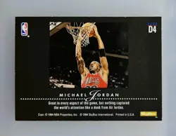 1993-94 Skybox Premium Dynamic Dunks Michael Jordan #D4 Insert - Image 3