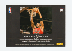 1993-94 Skybox Premium Dynamic Dunks Michael Jordan #D4 Insert - Image 4